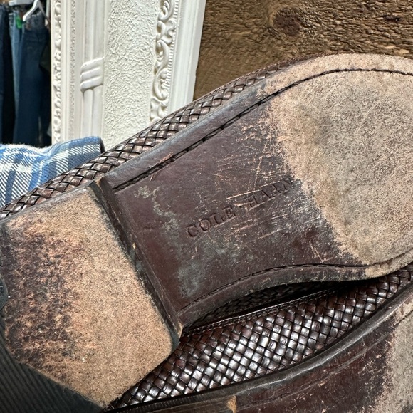 Cole Haan Brown Woven Leather Tassel Loafers – Men’s 8.5D - Picture 6 of 8